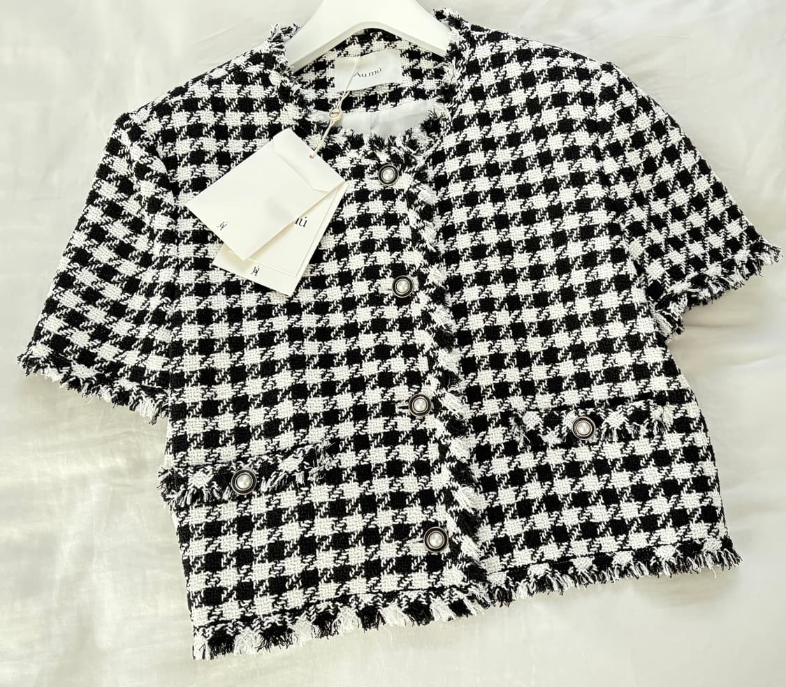 오뮤 MIU 체크 크롭 자켓 상품이미지1