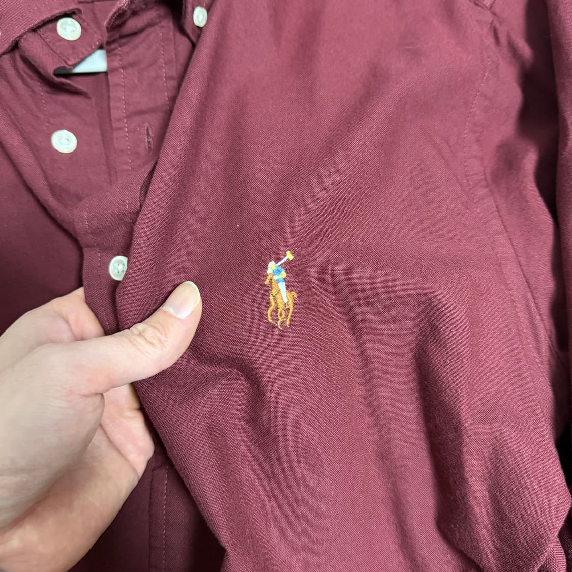 폴로 긴팔 셔츠 남방 버건디 XL 슬림핏 상품이미지3