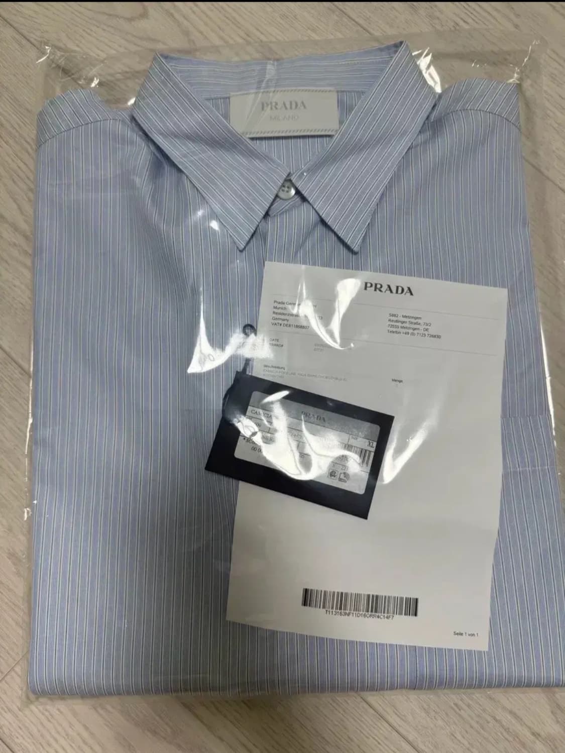(새상품)-프라다- 백 패치 블루 스트라이프 셔츠 상품이미지1