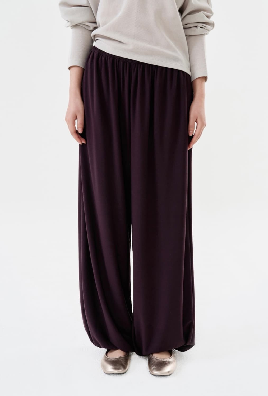 포코포스카 SHIRRED WAIST PANTS (BROWN) 상품이미지2