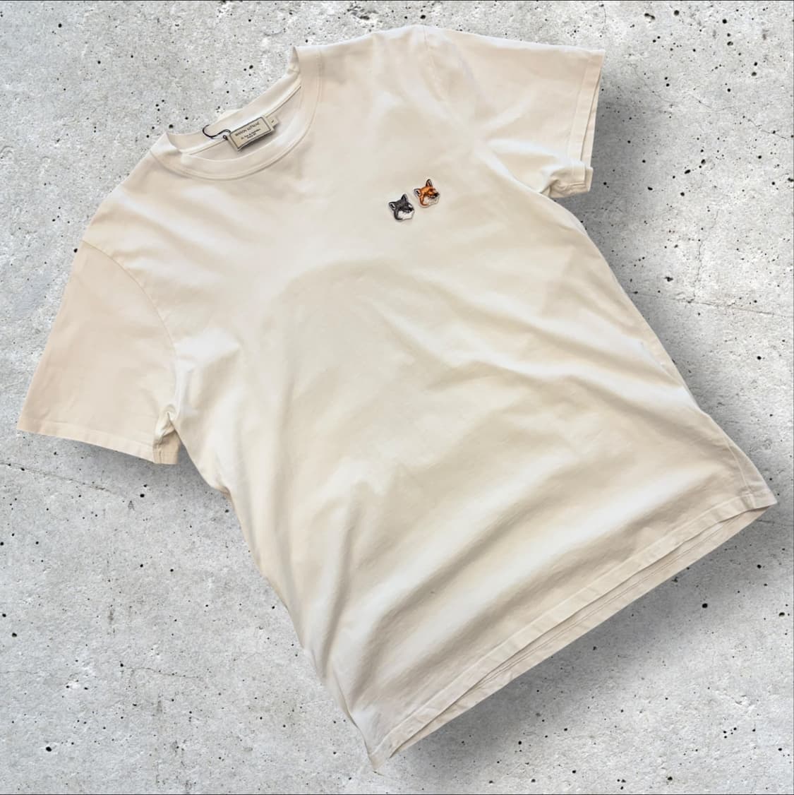 [L] 메종키츠네 더블 폭스 반팔 티셔츠 화이트 D348 상품이미지1