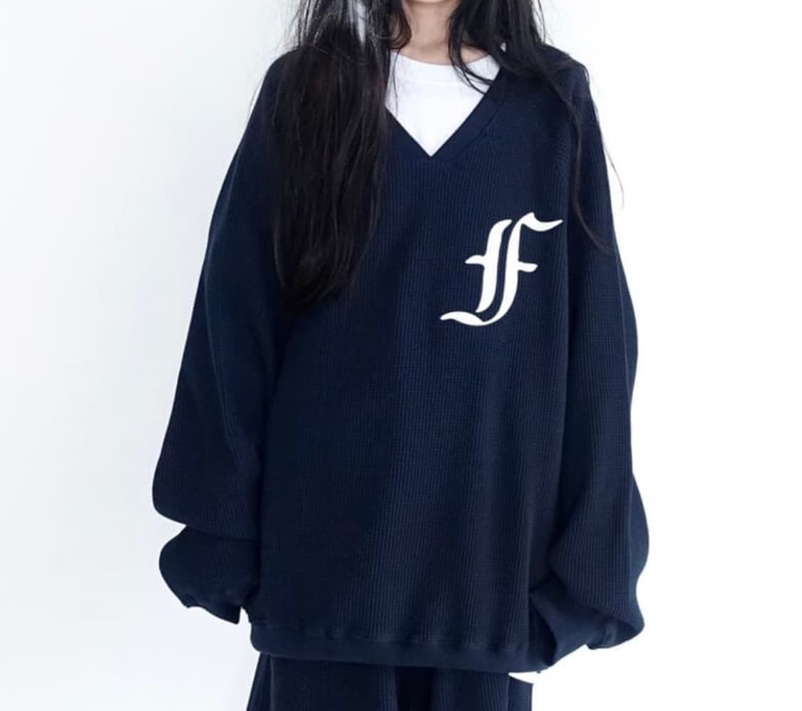 샵페어리 와플 맨투맨 네이비 상품이미지1