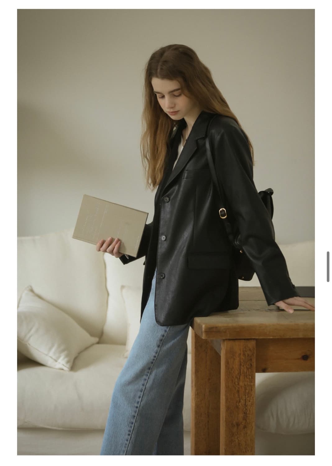 틸아이다이 블랙 레더 자켓 FREE 상품이미지4