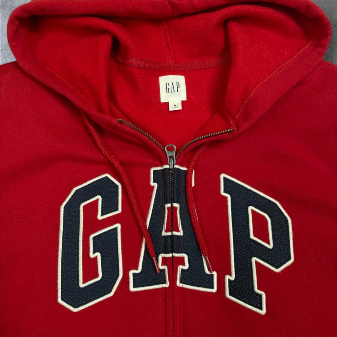 갭 Gap 레드 헤리티지 로고 기모 후드 집업 공용 M 상품이미지2