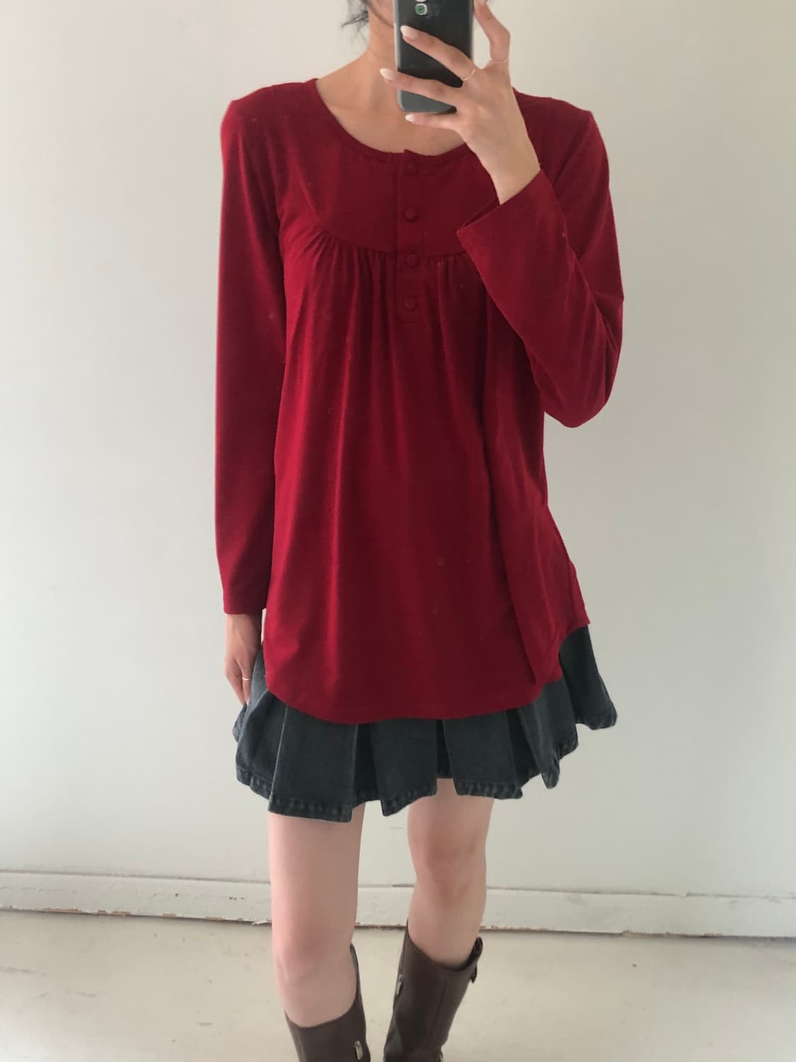 일본빈티지 데님 플리츠스커트 상품이미지5