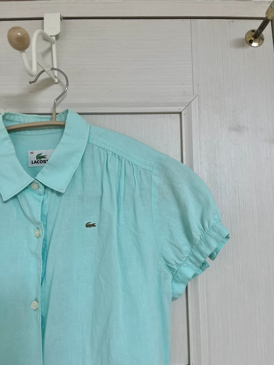 라코스테 민트 린넨 반팔 셔츠 40 상품이미지2