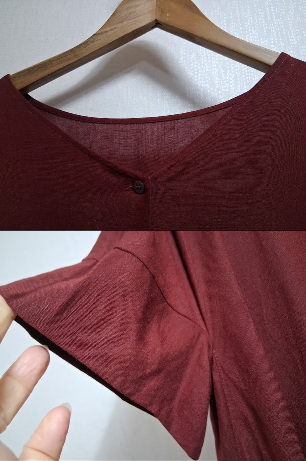 일본수입 DAMA버건디 여리핏 브이넥 버튼 롱원피스 루즈핏 체형커버88
 상품이미지3