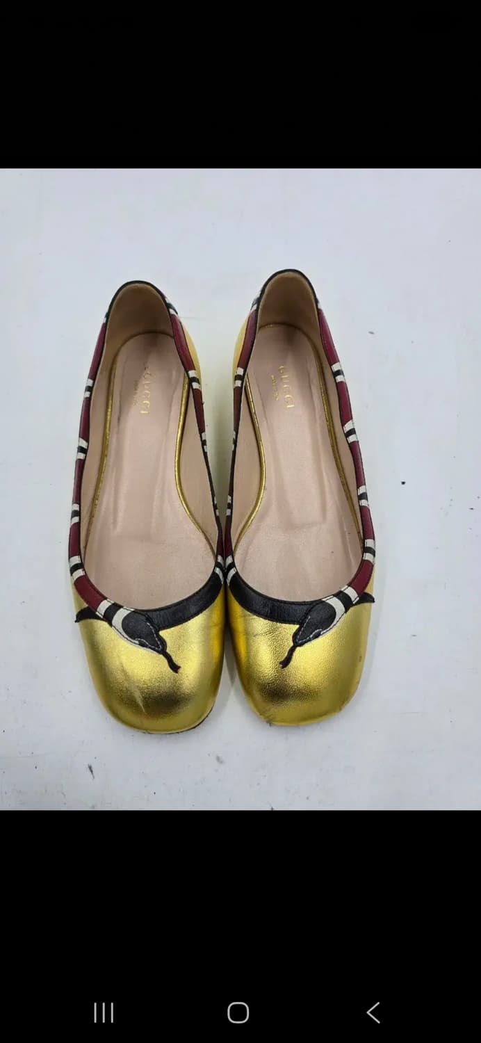 GUCCI 골드 뱀 디테일 플랫슈즈 / 36사이즈235] 상품이미지1