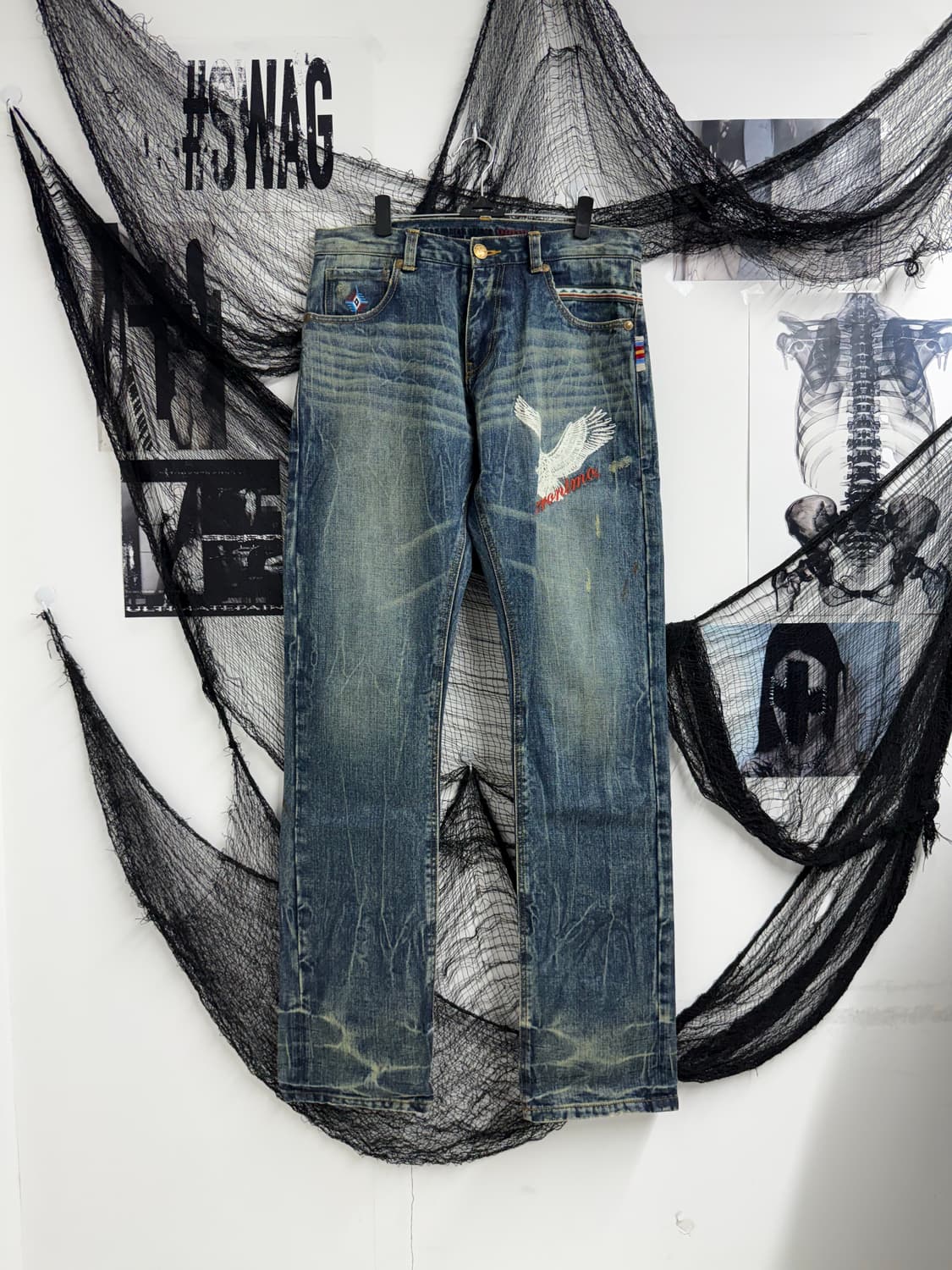 Wing embriodery washing jeans 상품이미지4