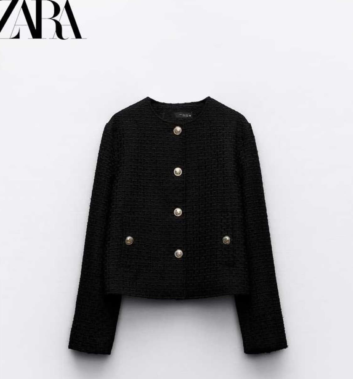 ZARA 자라 블랙 트위드 자켓 여성 상품이미지1