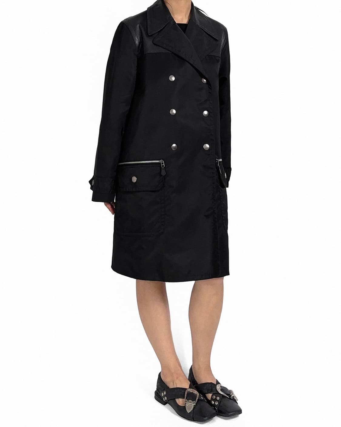 ICB calf leather detail trench coat 상품이미지6
