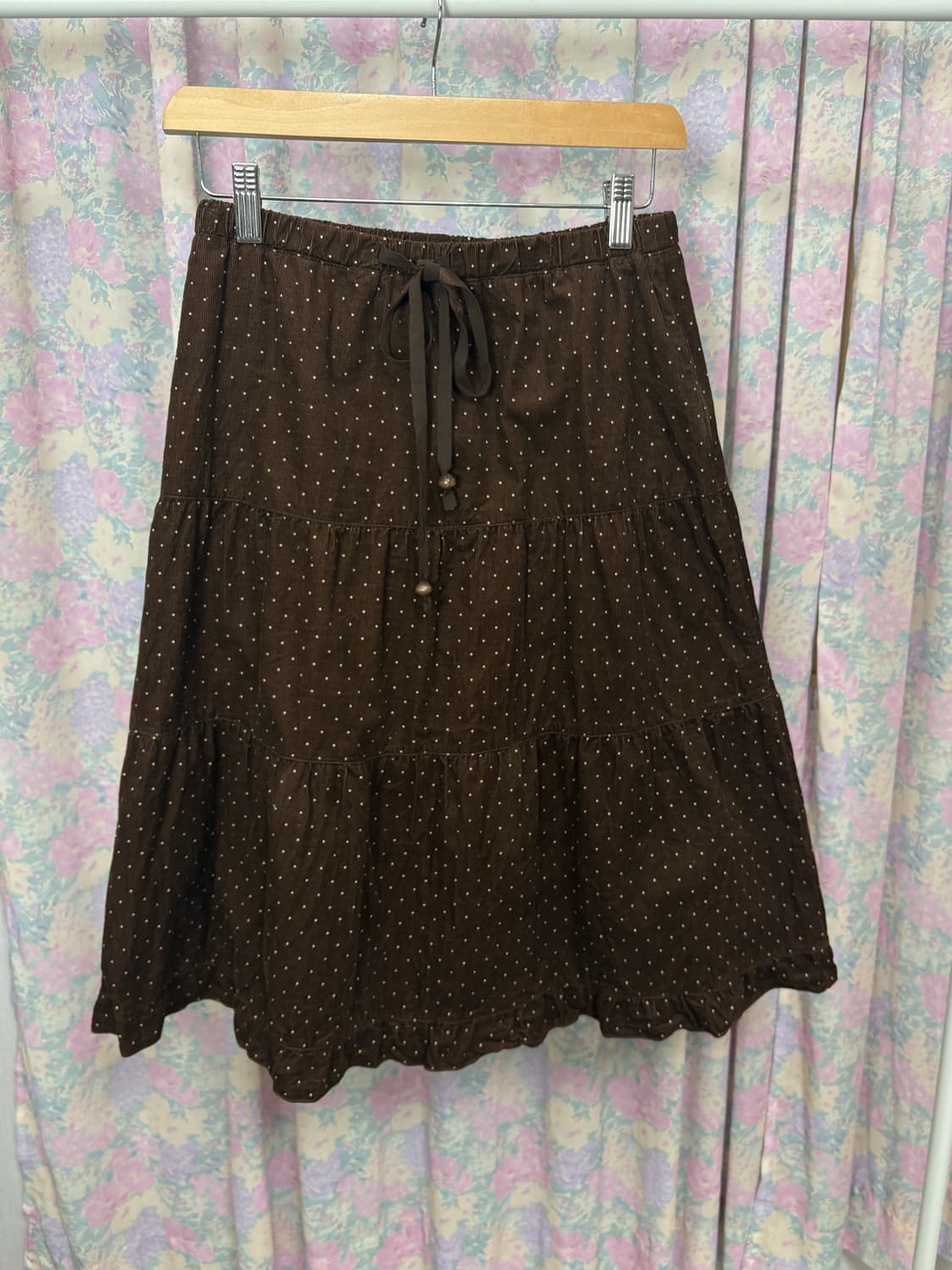 브라운 도트 미디 스커트 상품이미지6