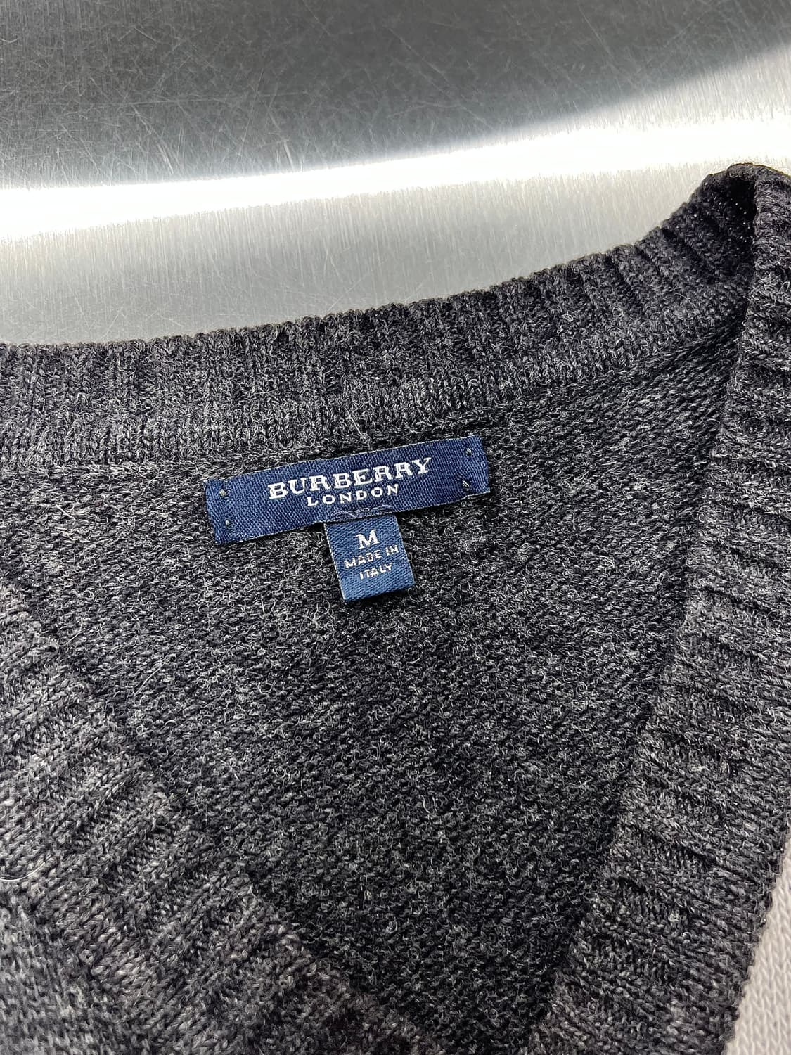 버버리 차콜 아가일 멀티 체크 울 니트 베스트 상품이미지7