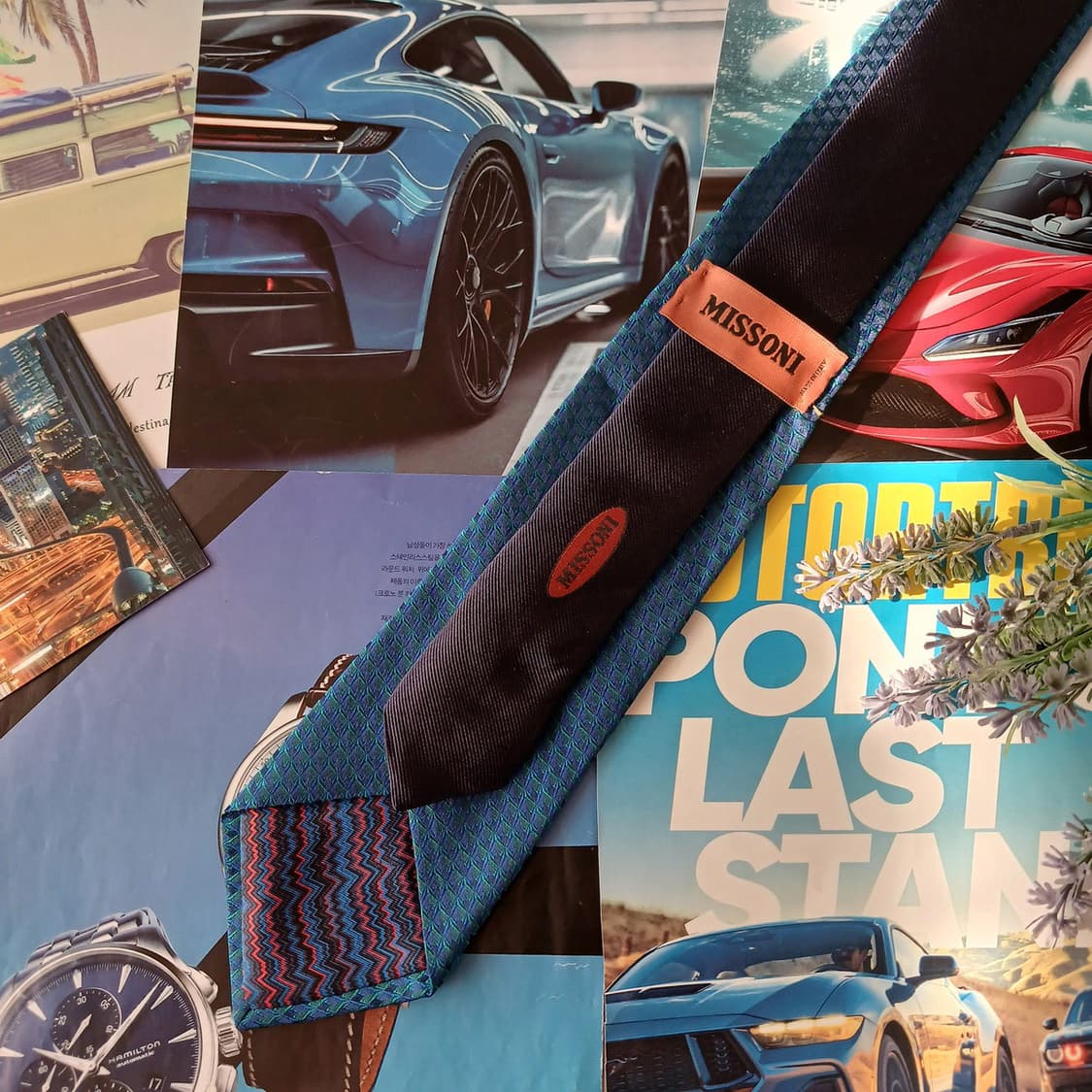 미쏘니 실크 블루 텍스처 넥타이 8.3cm A+등급 A19336
 상품이미지6