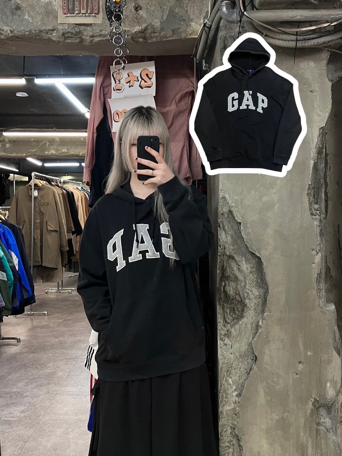 갭 빅로고 후드티 블랙 L #csz2932 상품이미지1