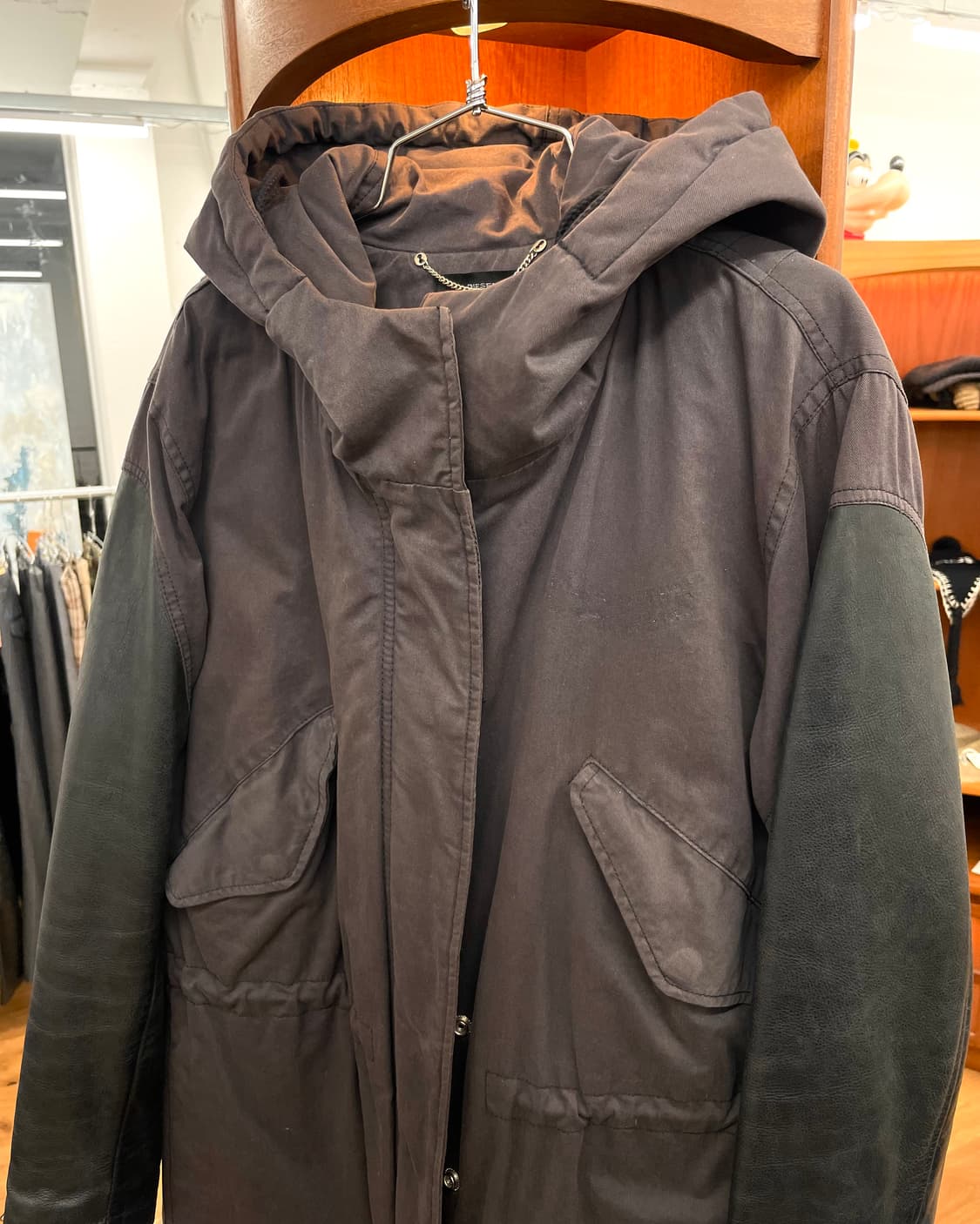 [XS] 디젤 레더 슬리브 피쉬테일 파카 상품이미지7