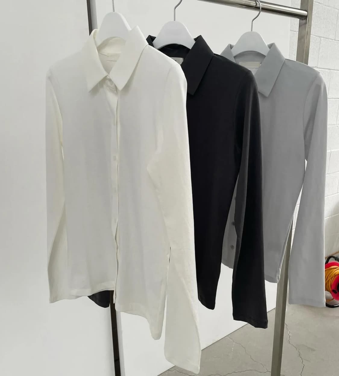 브리드 싱글코튼셔츠 차콜 상품이미지5