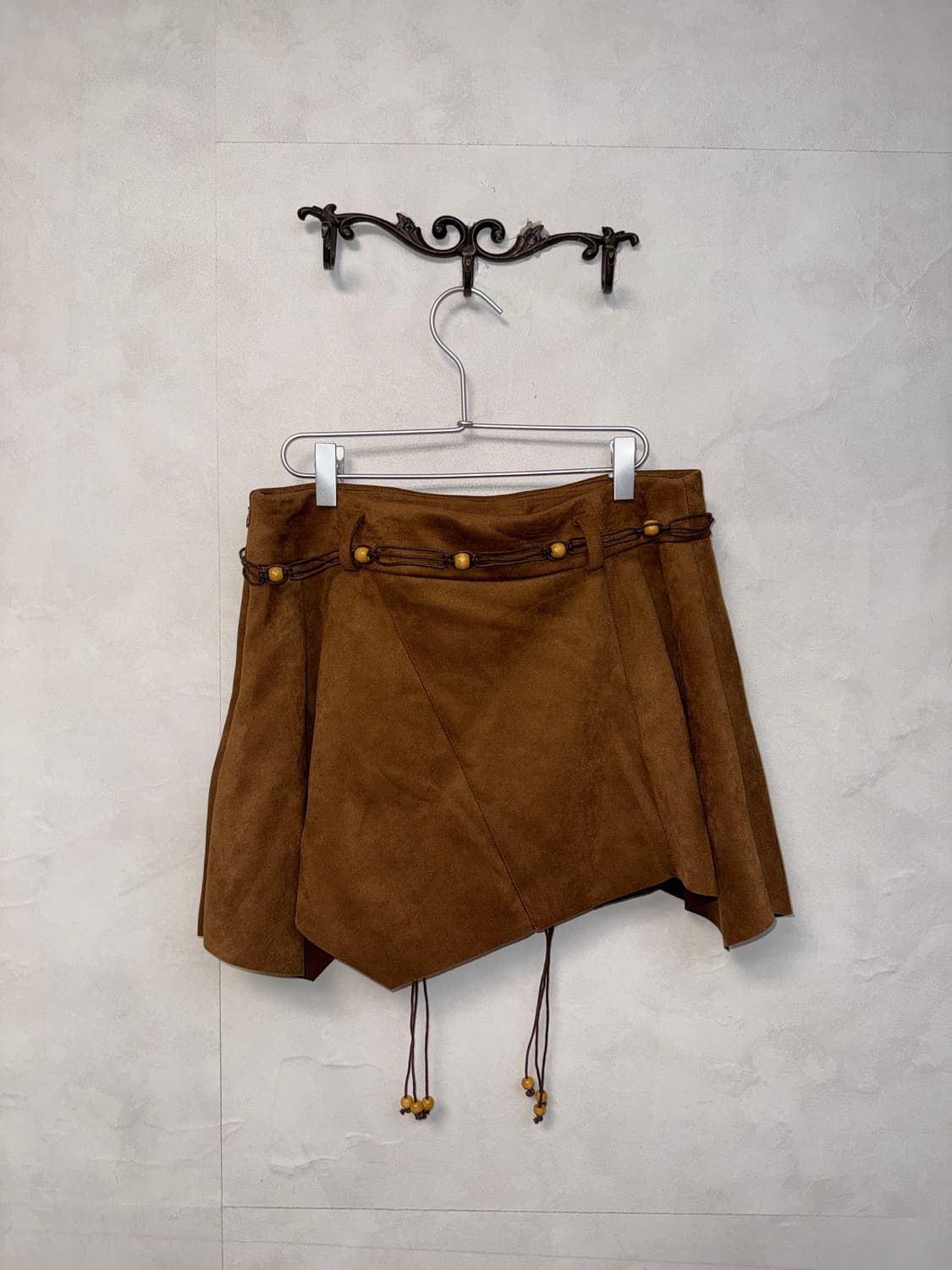 Brown western suede belted unbalance sk 상품이미지3