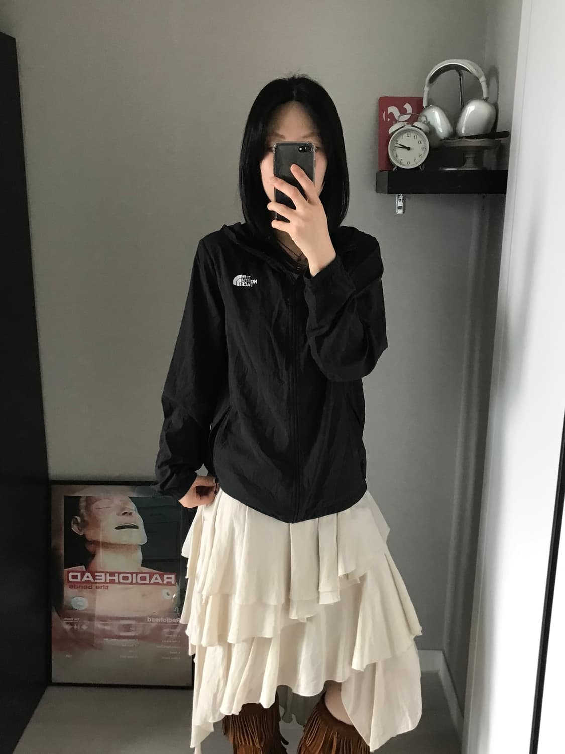 노스페이스 로고 나일론 바람막이 자켓 블랙 . price : 48,000 상품이미지2