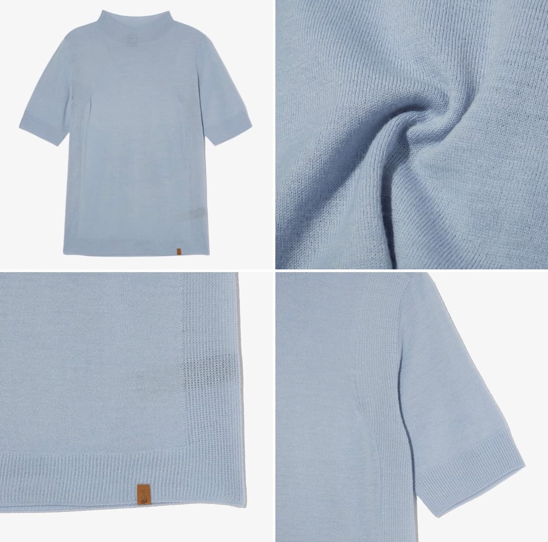 노스페이스 코지 울 반팔 터틀넥 니트 라이트 블루 상품이미지1