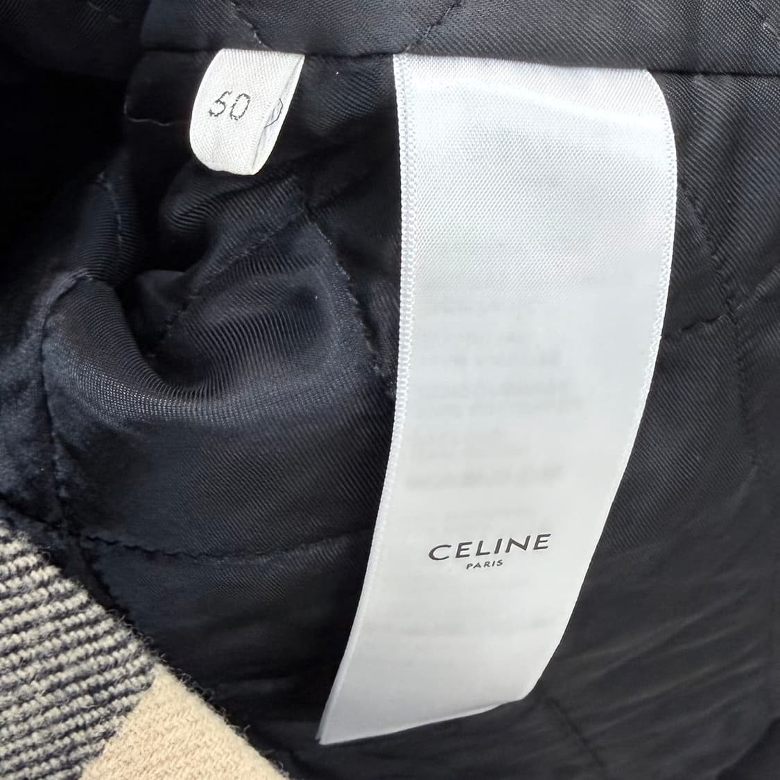 [S+급/50] 셀린느 체크 울 후드 오버셔츠 자켓 베이지 상품이미지6