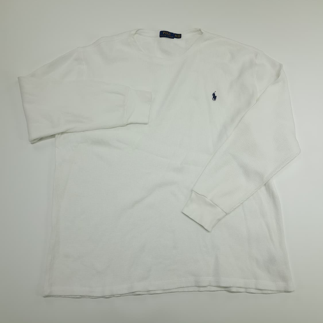 CN738 3XLT 폴로 랄프로렌 화이트 와플 니트 긴팔 티셔츠 상품이미지2