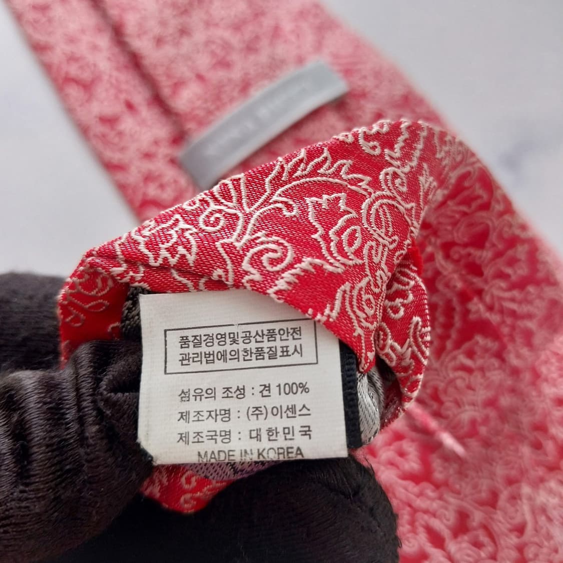 니나리치 실크 레드 페이즐리 플라워 넥타이 9.3cm A+등급 K2405 상품이미지10