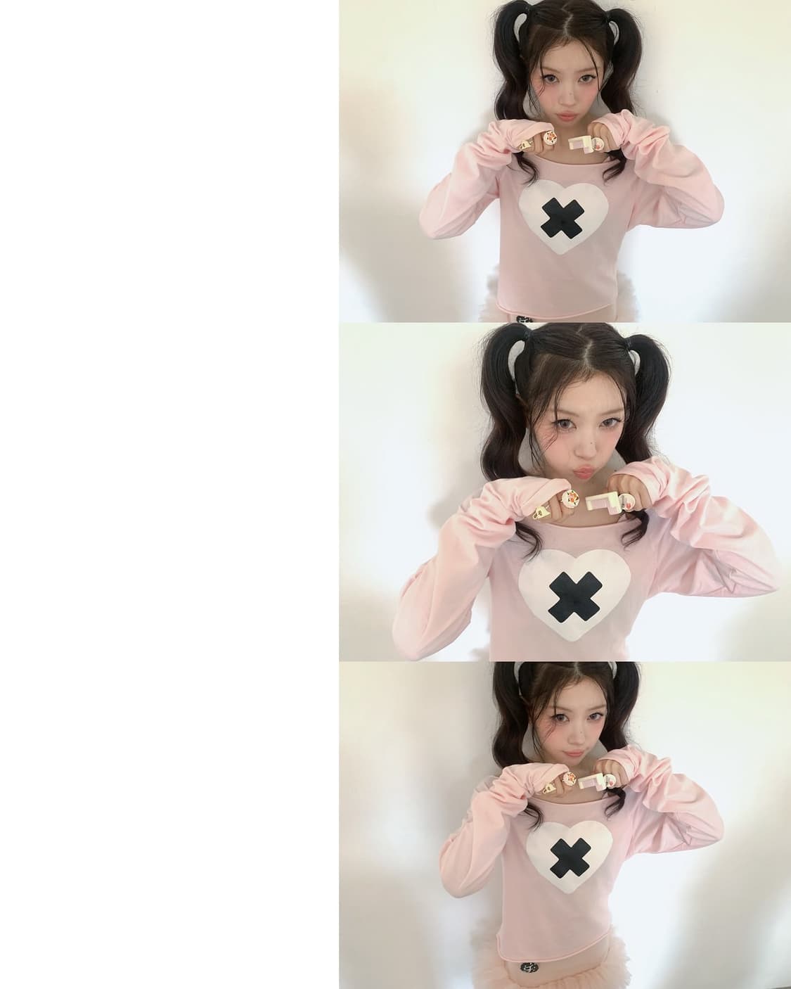 샵페어리 크로스 하트 컷오프 티셔츠 라이트 핑크 상품이미지3