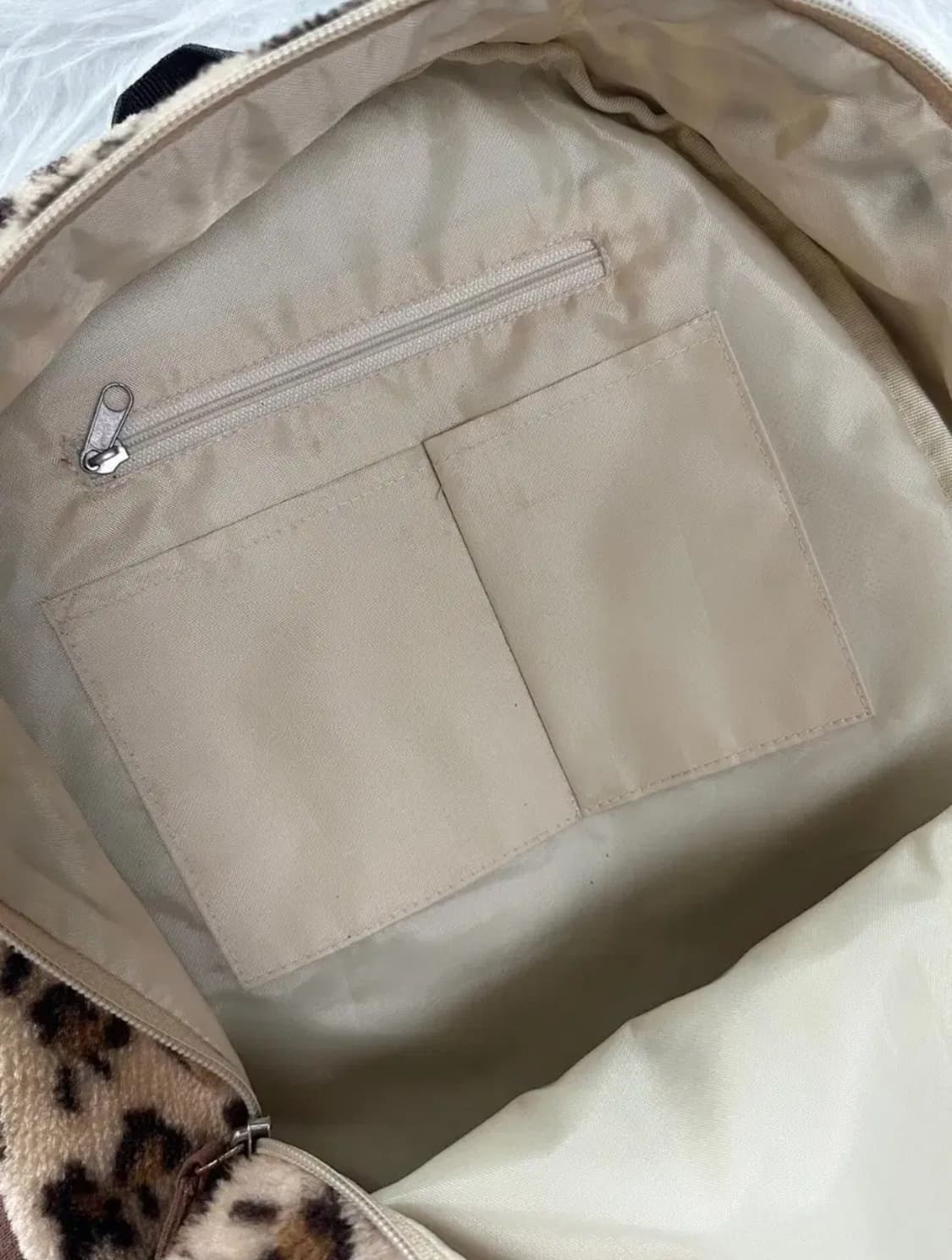 빈티지 호피 레오파드 퍼 백팩 라떼갸루 상품이미지2