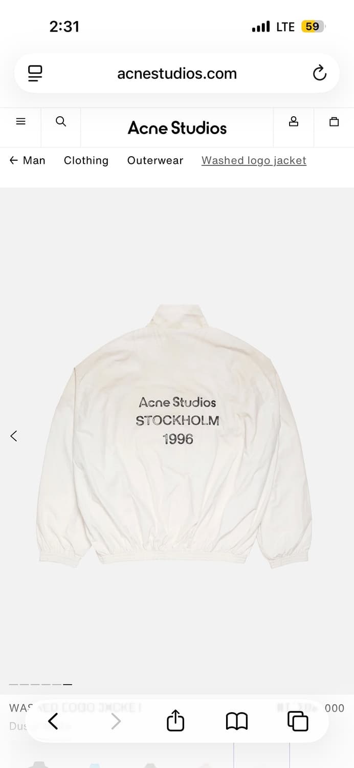 아크네 스튜디오 로고 자켓 바람막이 더스티 화이트 상품이미지1