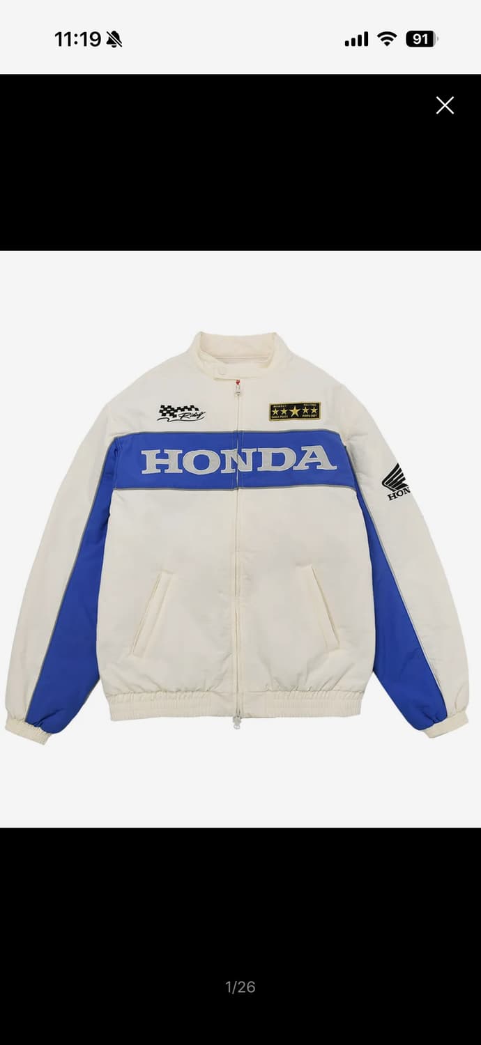 혼다 파이핑 모터사이클 블루종 자켓 아이보리 상품이미지1