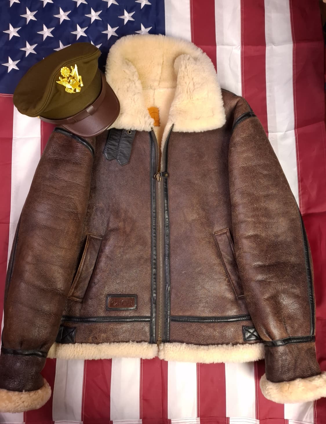 90's 일본판 미공군 B-3 TYPE 리얼레더 항공 폭격기 무스탕 상품이미지2