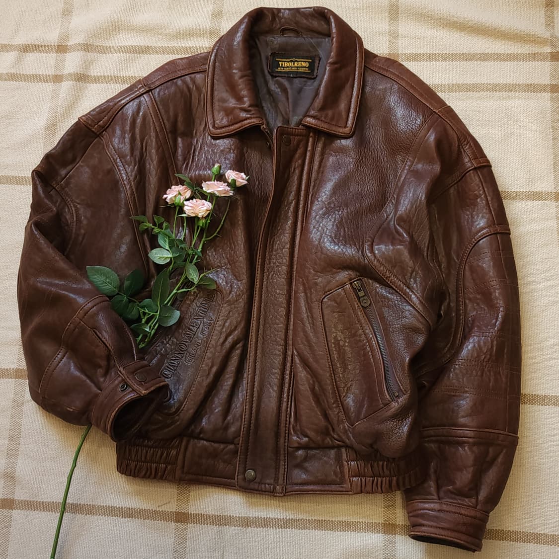 90s 지아니 발렌티노 빈티지 가죽자켓 레더 봄버 헤비레더 브라운 L 상품이미지2