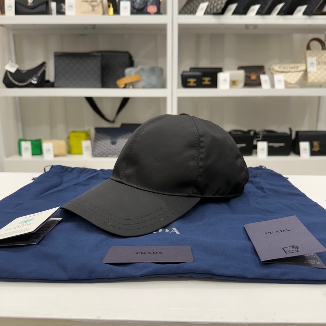 [L] 프라다 리나일론 볼캡 블랙 상품이미지2