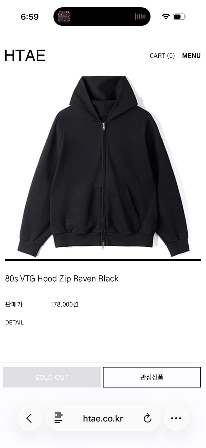 [2] htae 80s vtg hood zip raven black 상품이미지1