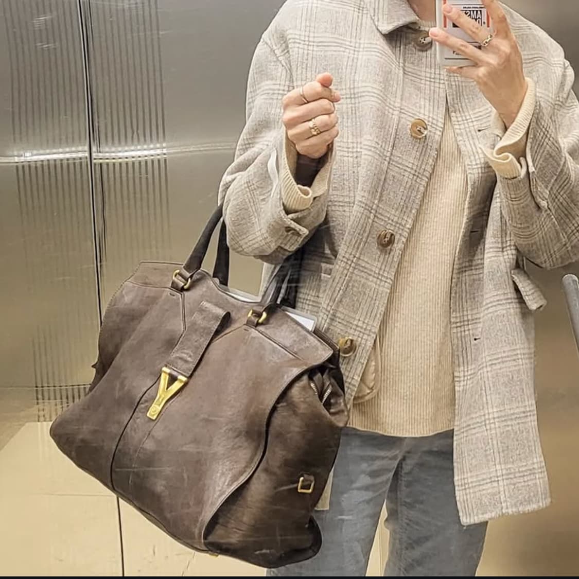 YSL 입생로랑 정품 금장 카바시크백  브라운 빅사이즈 오버사이즈 토트백 상품이미지1