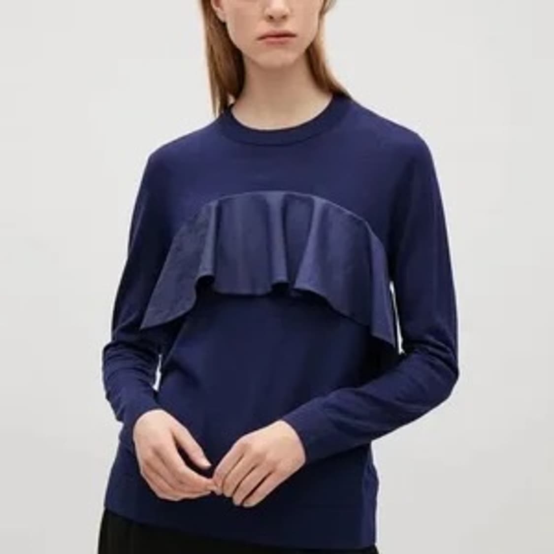 XS) 코스 COS 프릴 울 니트 블루 상품이미지7