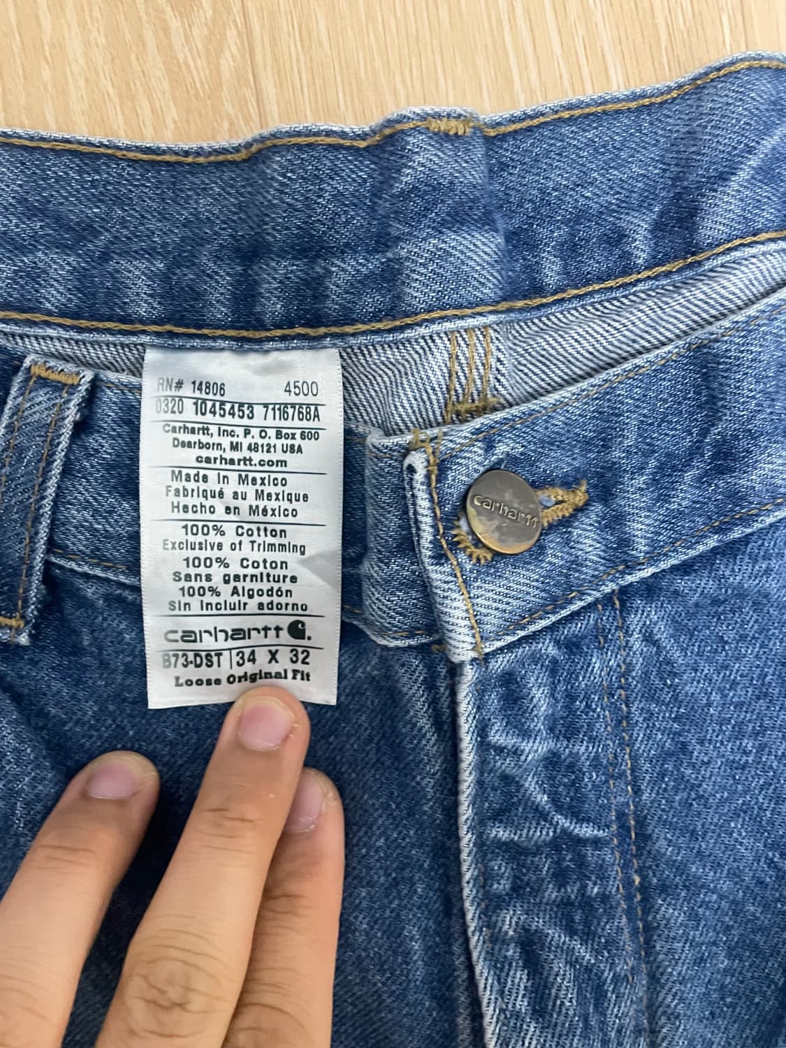 칼하트 데님 더블니 34x32 상태아주좋음 상품이미지2