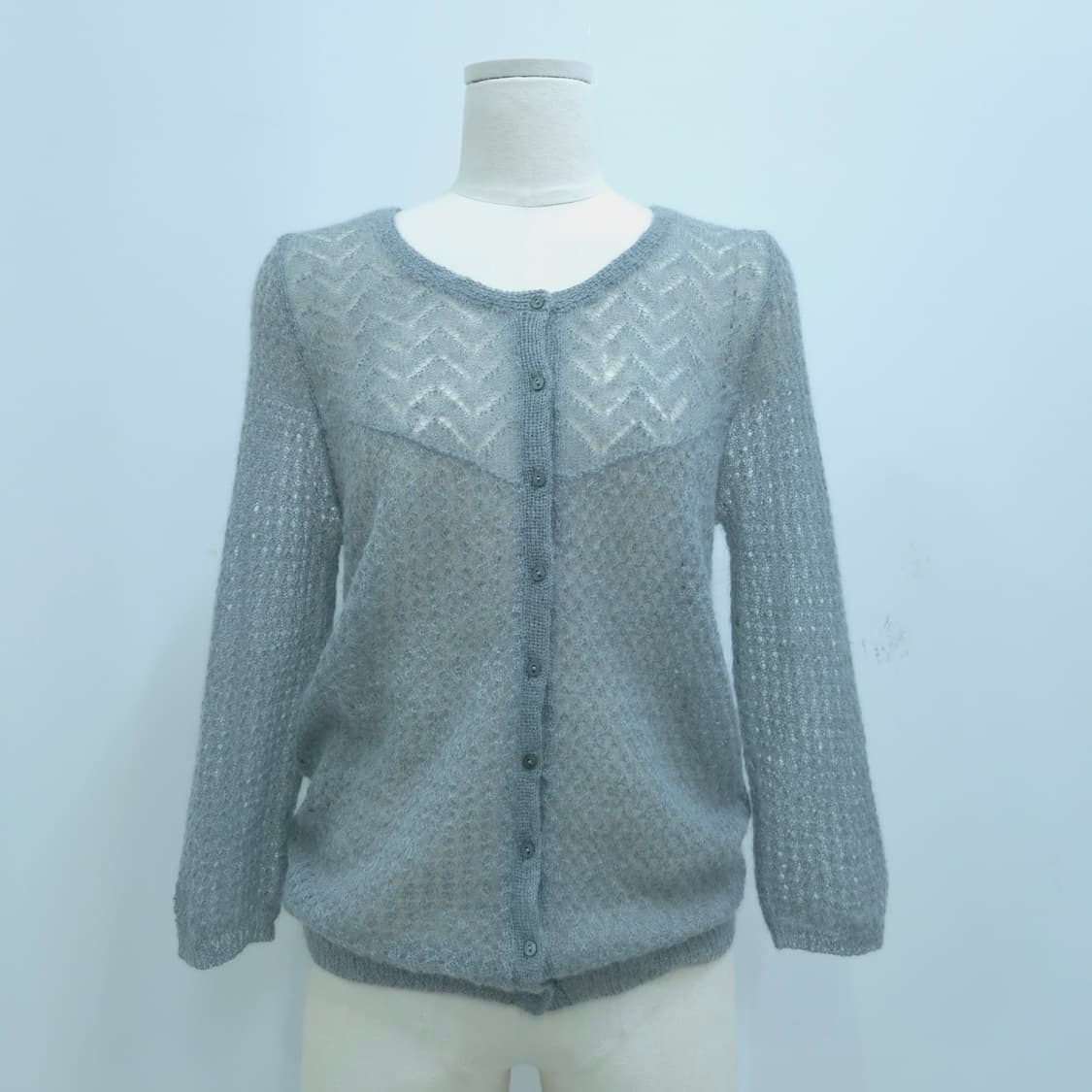 모헤어 혼방 레이스 펀칭 시스루 가디건  상품이미지1