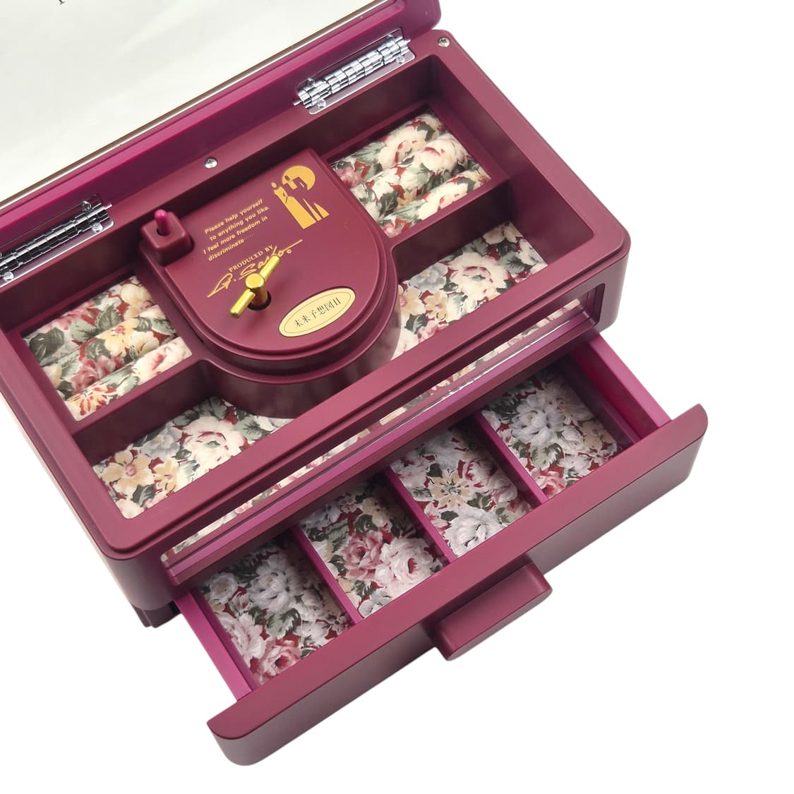 90s 로지에 플로랄 패브릭 오르골 보석함 상품이미지5