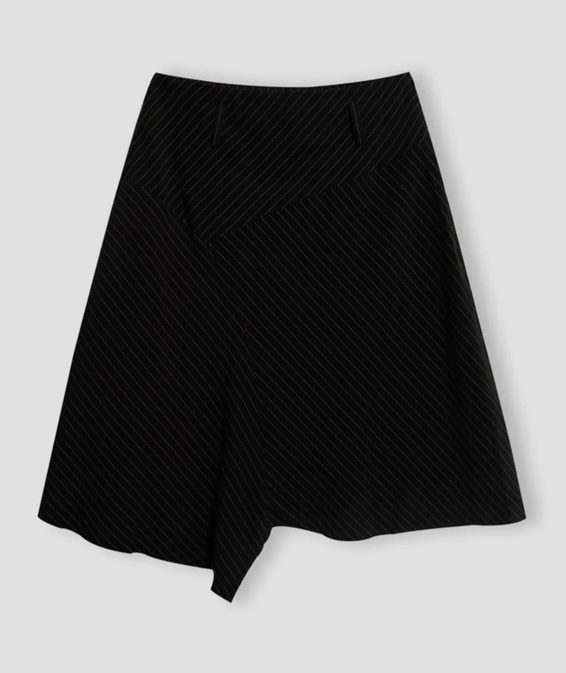 칙스 스트라이프 언발 플레어 스커트 블랙 상품이미지2