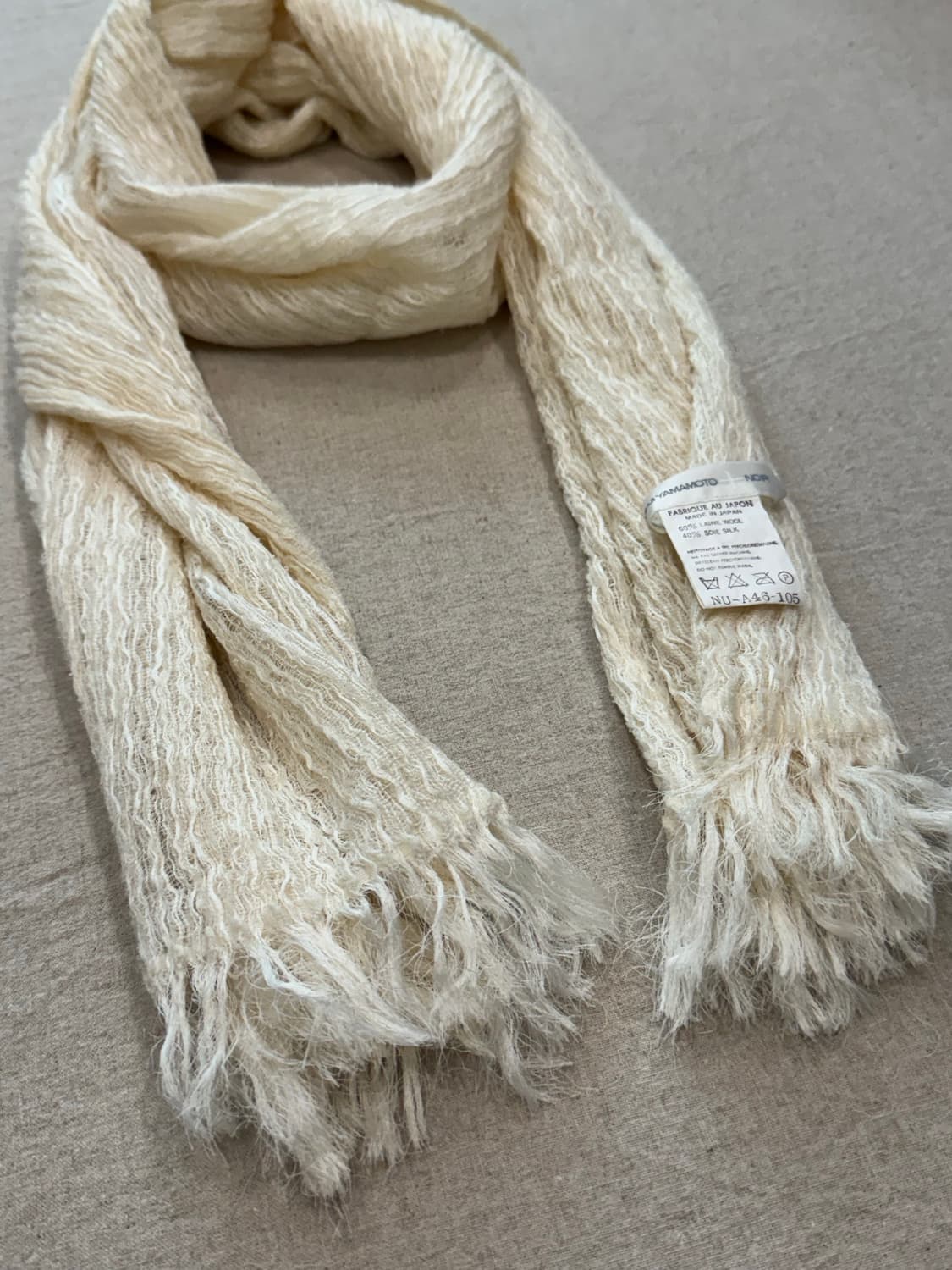 요지야마모토 00s 울실크 크링클 머플러 상품이미지4