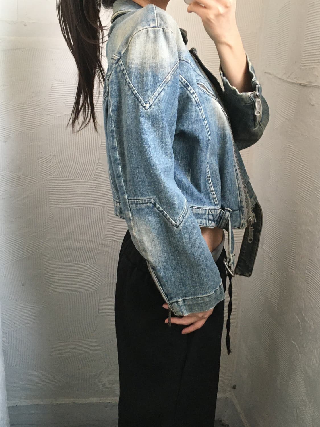 Diesel 디젤 벨티드 데님 크롭 자켓  상품이미지4