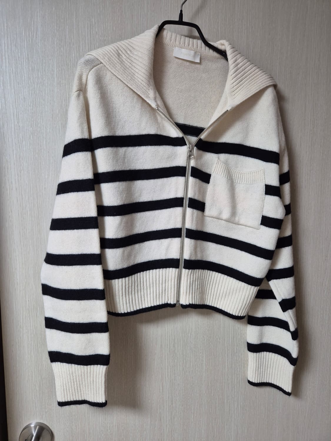 프론트로우 니트 집업 카라  가디건 스트라이프 S 상품이미지3