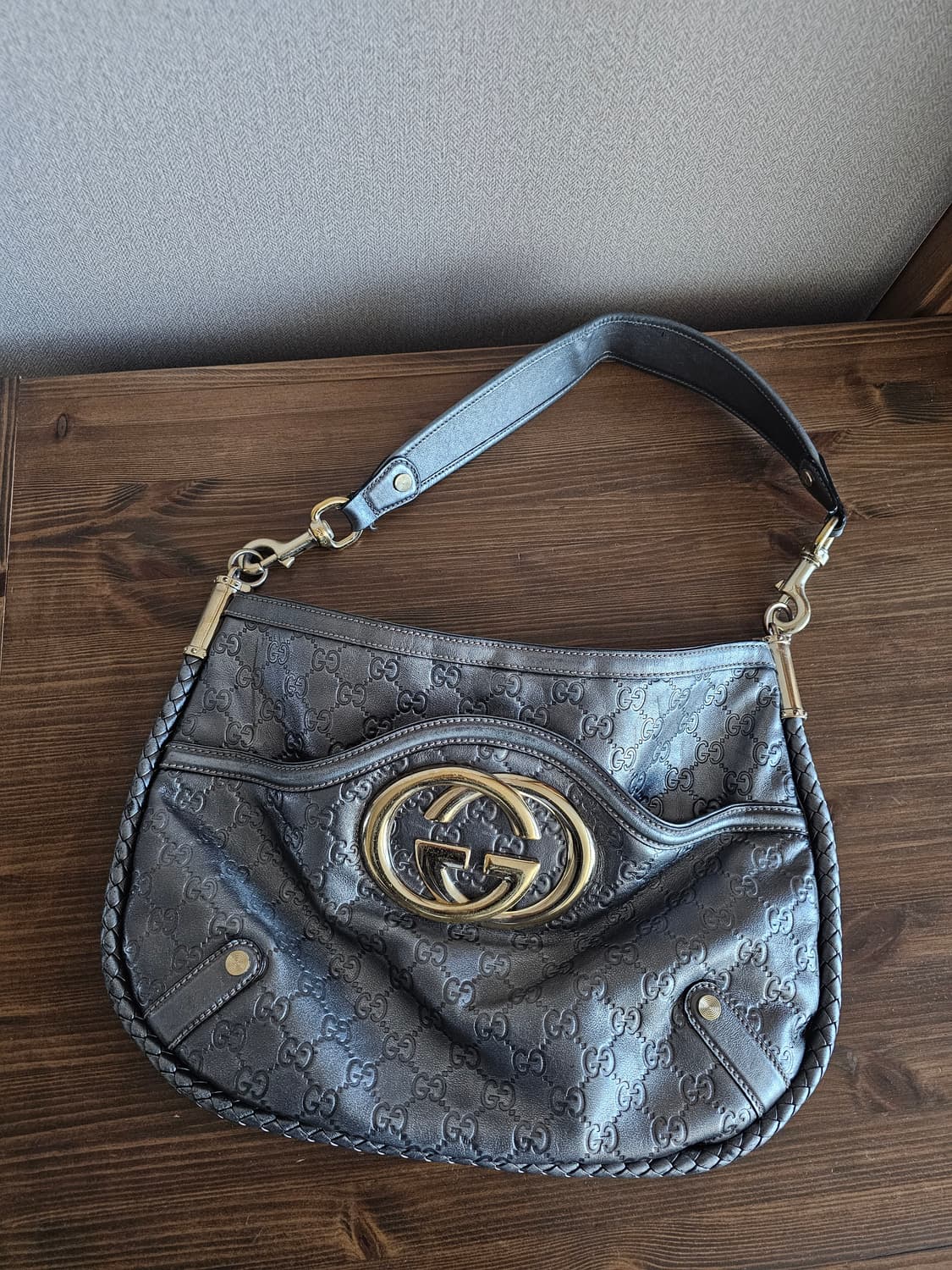 구찌 시마 메탈릭 브릿 숄더백(실버) 상품이미지1