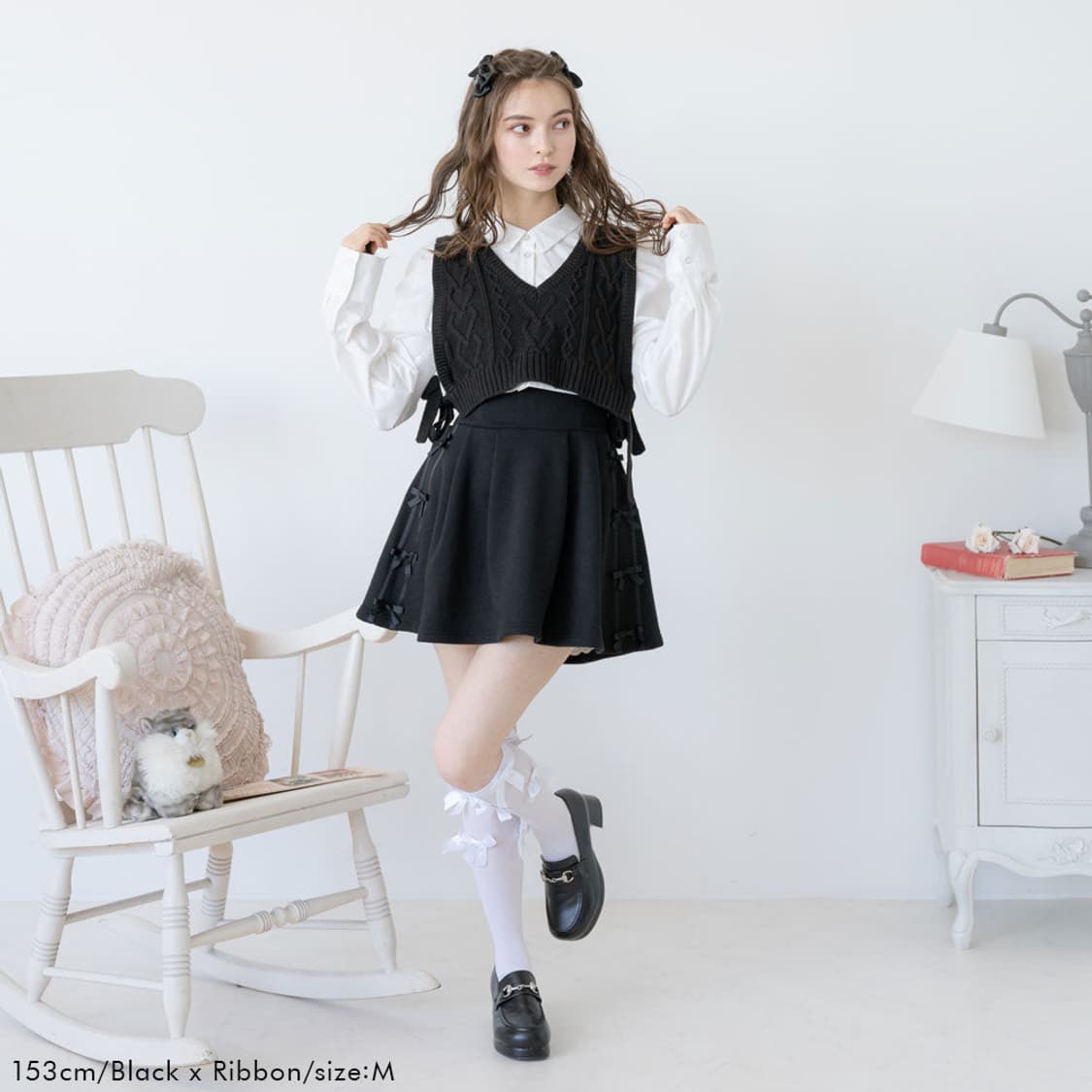 디마럽 디어 마이 러브 로즈 스웨트 미니 플레어 스커트 상품이미지2