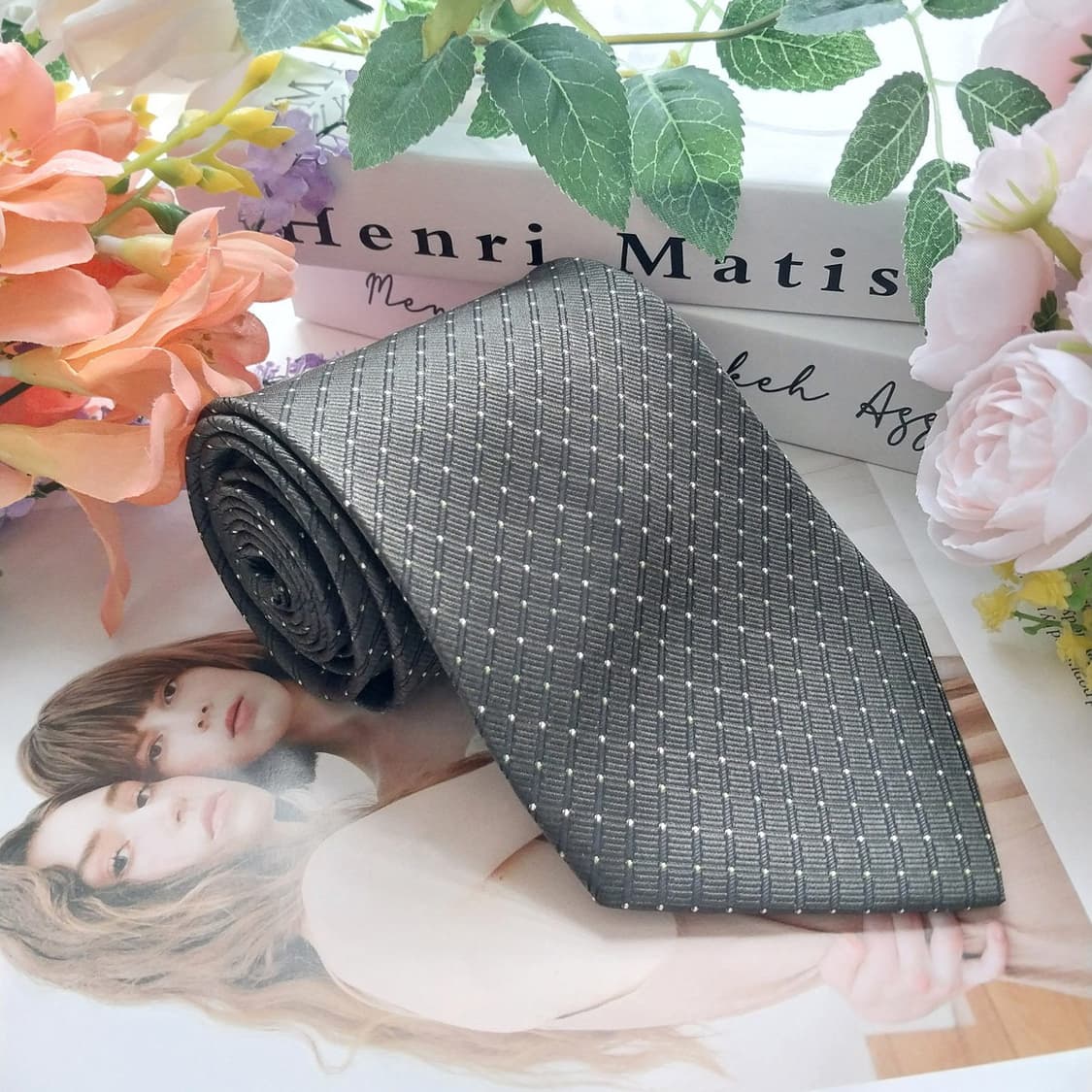 오스틴리드 실크 그레이 마이크로 패턴 넥타이 9.9cm 새상품 K1287 상품이미지1