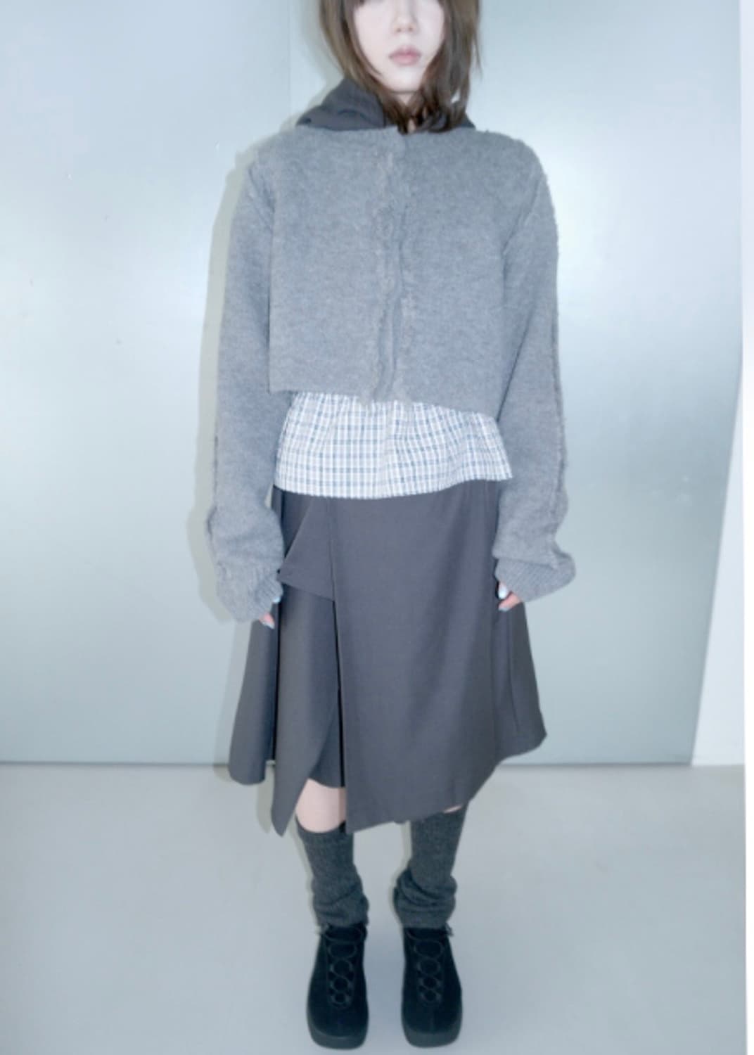 차콜 미디 스커트 상품이미지1