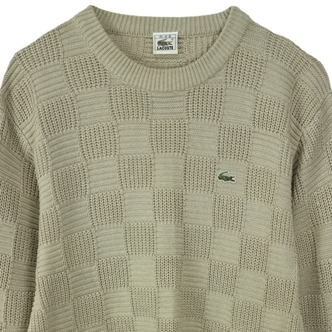 [라코스테] 체크 패턴 로고 패치 니트 베이지 M19469 상품이미지4
