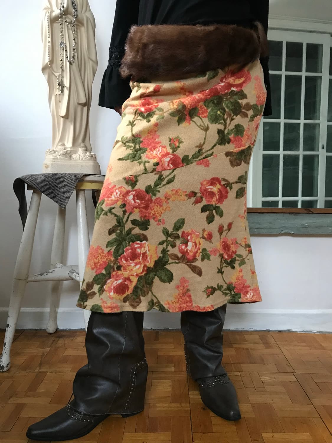 vintage flower pattern knit skirt 상품이미지1